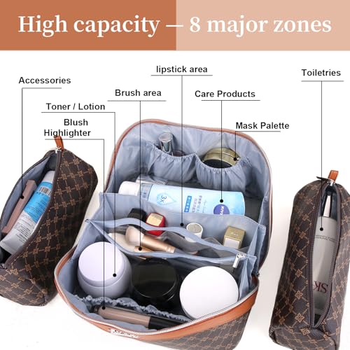 BOYATU 3-Pc Travel Makeup Bag Set - Large Cosmetic Organizer