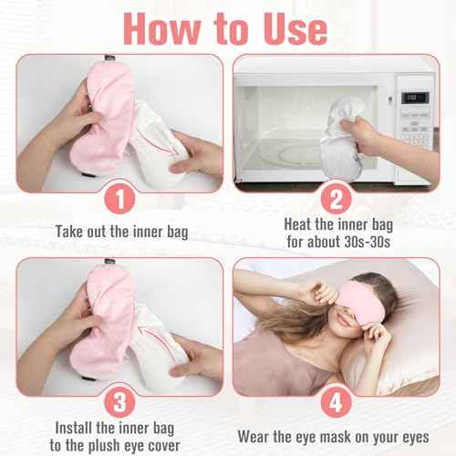 Heated Eye Mask Warm Compress for Eyes, Soothing Weighted Eye Mask for Sleeping, Microwave Moist Heating Pad Hot Compress for Eyes Relaxation, Reusable Sleep Mask for Home, Office (Pink)
