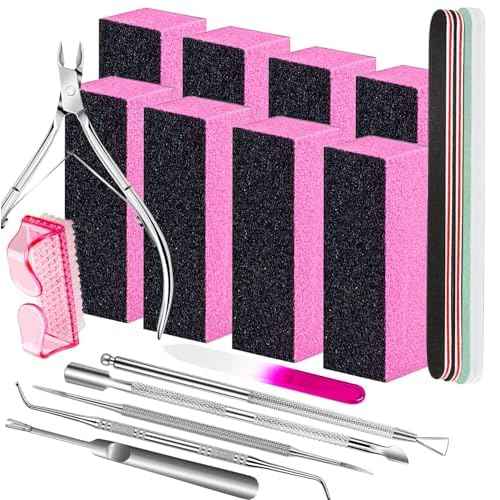 FANDAMEI Nail Buffers and Files, Nail Care Kit, Nail Cuticle Tools Set, Manicure Tools, Finger Nail File, Nail Buffer Block, Cuticle Nippers, Ingrown Toenail Tools