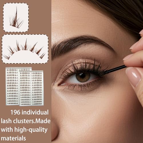 Lash Clusters 3D Fake Eyelashes Clusters DIY Individual Eyelash Clusters Thin Invisible Lash Band£¨FairyBrown£©