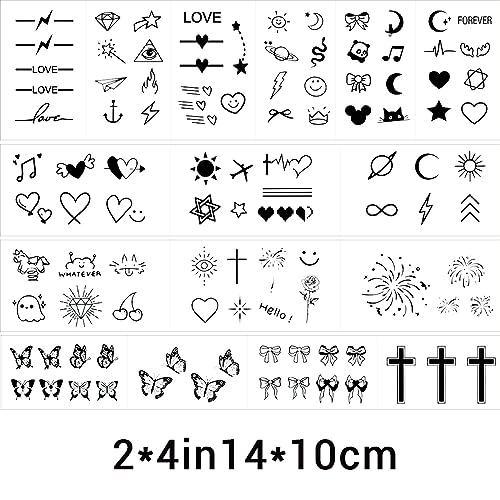 INKARTLINK Tattoo Tech, 16 Sheet Small Semi Permanent Tattoo, Temporary Tattoos, Last 1-2 Weeks, Waterproof, Realistic Look, No Adhesive, No Reflection (2¡¿3inch Small Meaningful Design)