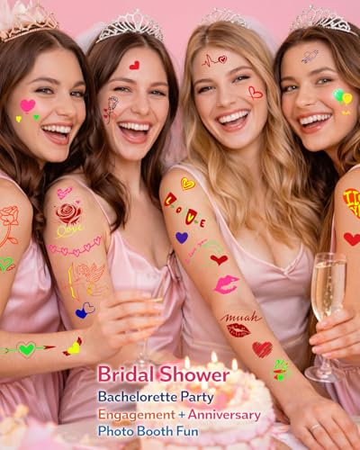 75 Love Temporary Tattoos - Waterproof Heart Rose Designs for Bachelorette Party