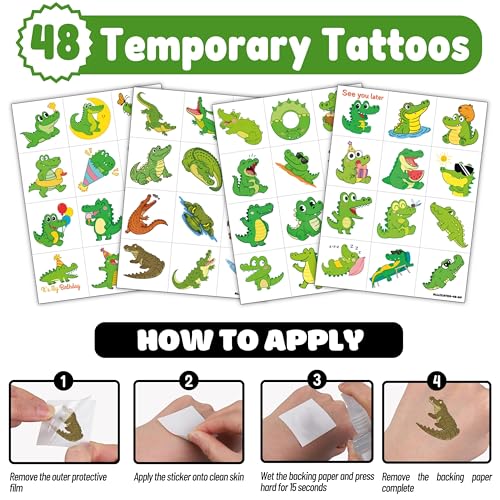 Alligator Party Favors Pack - 48 Tattoos & 24 Punch Balloons