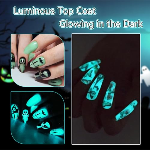 U-Shinein Glow in the Dark Gel Top Coat - No Wipe Luminous UV Gel Polish