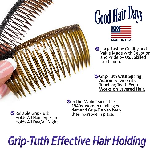 Good Hair Days Grip-Tuth Side Combs 2 3/4" - 2 Pack