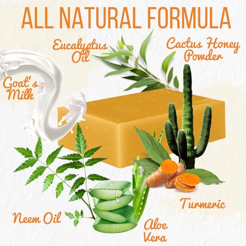 Turmeric Soap Bar for Face & Body ? Natural Turmeric Skin Brightening Soap for Dark Spots, Intimate Areas, Underarms ? Face Wash Reduces Acne, Fades Scars & Cleanses Skin ? 4oz, Made in USA