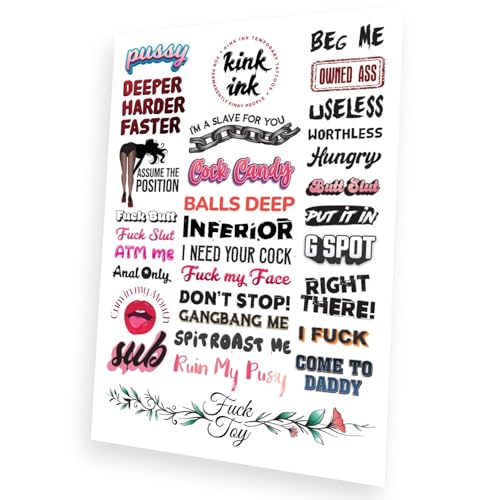 31 Kinky Words Temporary Tattoos for Adults