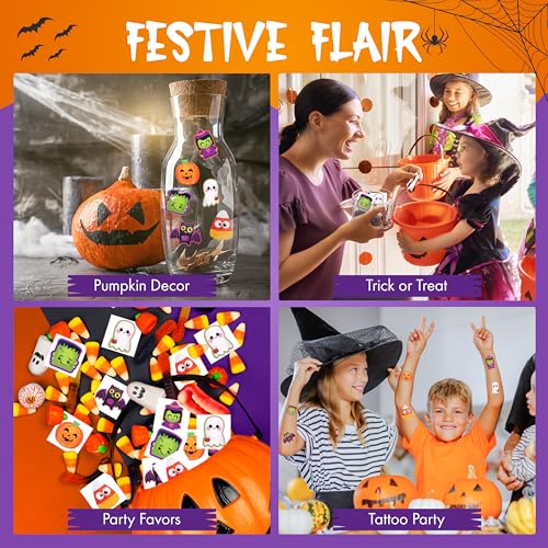144 Halloween Temporary Tattoos for Kids, 6 Designs