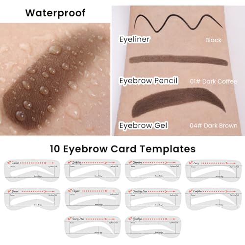 Eyebrow Pomade Kit with 10 Stencils, Pencil & Eyeliner