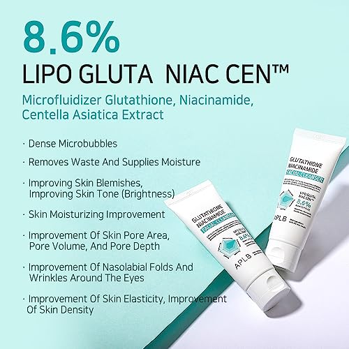 APLB Glutathione Niacinamide Facial Cleanser | LIPO GLUTA NIAC CEN¢â 8.6% 2.71 FL.OZ/Korean Skincare, Cares for Tighten Pores & Sebum, Long lasting nourishment and deep moisture for soft skin