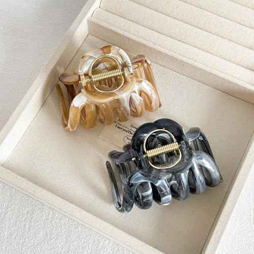 FRDTLUTHW 2PCS 3.74Inch Large Cellulose Acetate Octopus Hair Claw Clips for Women,Jumbo Tortoise Shell Hair Clamps for Thin Thick Hair,Non-slip Strong Hold Jaw Barrettes,Hair Accessories for Styling