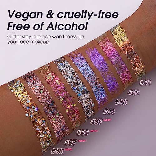 2 Pack Body Glitter Gel – Cosmetic-Grade Sparkle for Face, Hair & Body