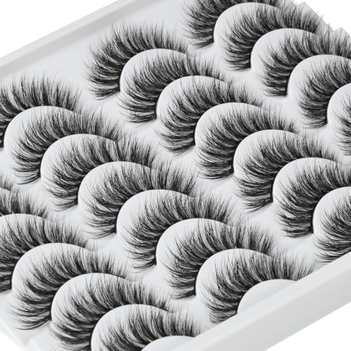 14 Pairs Reusable Faux Mink Lashes - Natural Wispy Strip Lashes