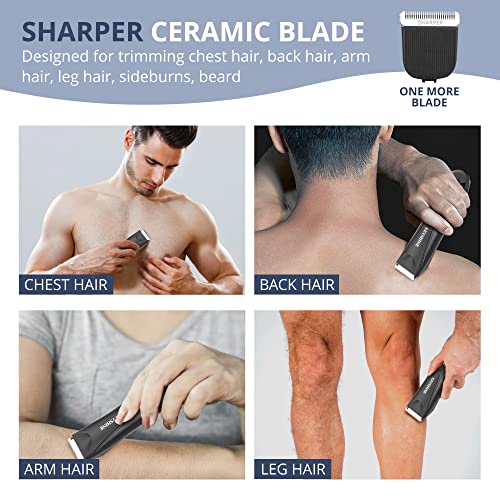 Keyshine Electric Body Hair Trimmer for Men: Waterproof 2-in-1 Groin Hair Trimmer for Beard Hair Chest Hair Armpit Hair Legs Hair Pubic Hair (Black-2)