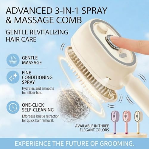 Electric Spray Detangling Brush with Mist & Massage