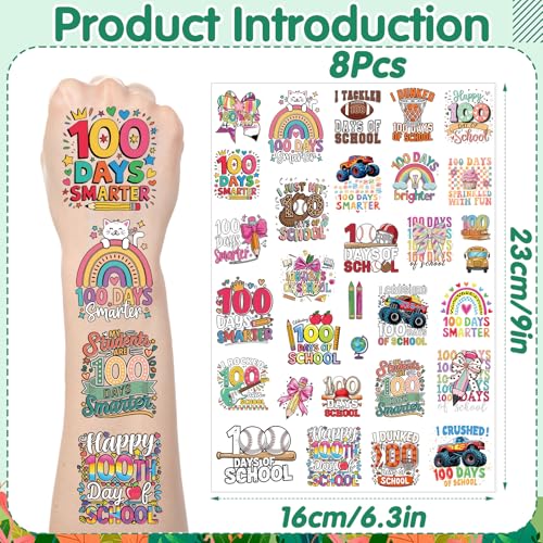 100 Days of School Temporary Tattoos - 200+ Stickers