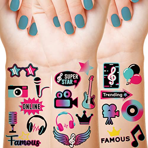 Music Temporary Tattoos for Kids - 288 Pc Disco Party Set