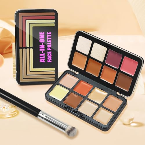 16-Color Cream Blush Contour Palette with Brush