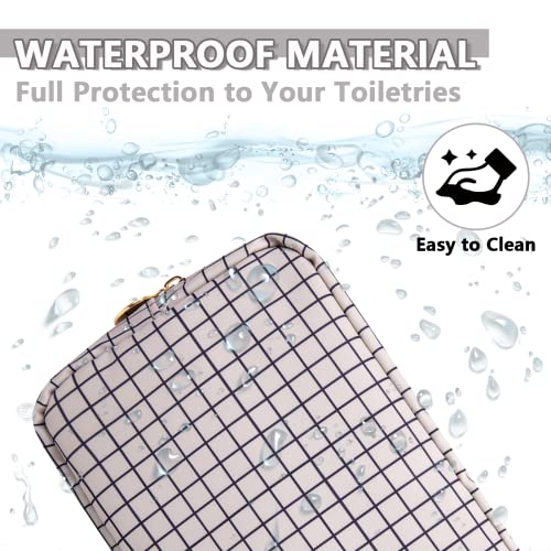 UIXIZQ Small Checkered Nylon Makeup Bag Pouch Waterproof Travel Toiletry Organizer