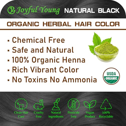 Organic Henna Hair Dye Powder Natural Black for Gray Hair