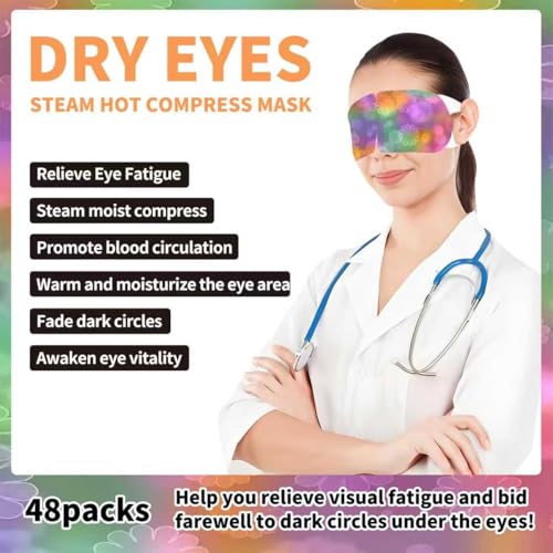 48 Packs Steam Eye Mask for Eyes, Disposable Self Heating Warm Compress Eye Mask, Heated Sleeping Eye Patch Help for Eyes Spa, Relief Stress Eye Fatigue