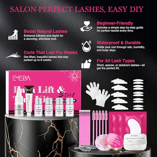 Lash Lift and Tint Kit – At-Home Eyelash Perm, 12 Applications