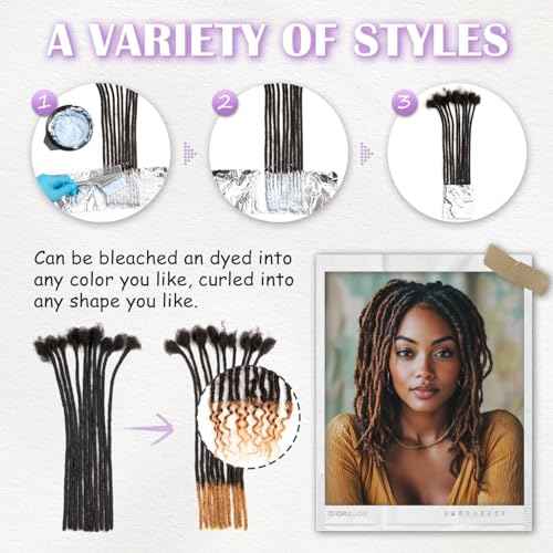 Teresa 8 Inch 0.8cm Width Loc Extension Human Hair Natural Black 30 Strands Full Hand-made Permanent Locs Extensions Can Be Dyed and Bleached for Men/Women/Kids Real Dreadlock Extensions Human Hair