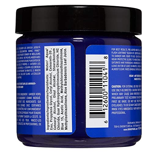 MANIC PANIC Classic Blue Moon Semi Permanent Hair Color - Neon Cool Blue Hair Dye for Women & Men That Lasts 4-6 Weeks - Vegan, Ammonia & Cruelty-Free - Create & Mix Custom Shades (4oz / 2pk)