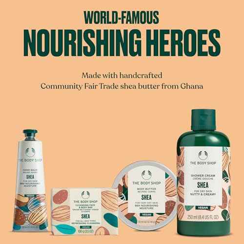 The Body Shop Shea Gift Set - 4 Piece Set, Includes Shower Cream, Body Butter, Face & Body Bar, Hand Balm, Vegan