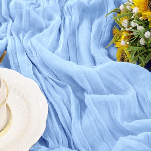 Socomi Cheesecloth Table Runner 10ft Gauze Boho Rustic Blue Cheese Cloth Table Runner for Baby Shower Decoration Wedding Fall Thanskgiving Table Runner 1pc SkyBlue