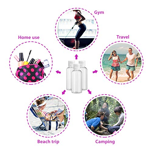 Dabacc 30Pcs 2oz Clear Plastic Travel Bottles Flip Cap