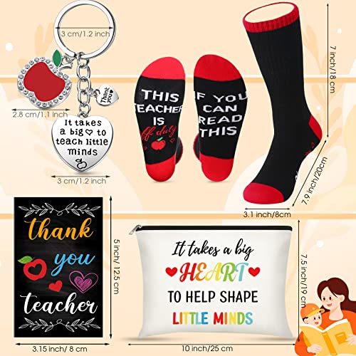 Pasimy 24 Pcs Thank You Gifts for Women Teacher Appreciation Gifts Set, Socks, Makeup Bags, Inspirational Notepads, Keychains, Thank You for Helping Me Grow(Delicate)