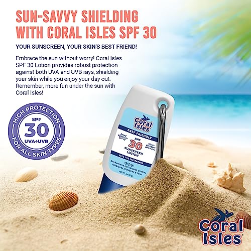 Coral Isles Sunscreen SPF 50 | Hawaii Compliant as Reef Safe | Octinoxate & Oxybenzone Free | Broad Spectrum UVA/UVB Protection | Water Resistant 80 Min. | Fragrance Free | 16 Fl Oz (Pack of 1))