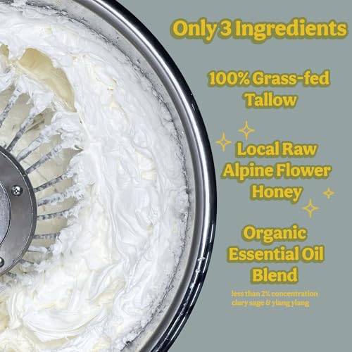 moochi Beef Tallow for Skin ? Organic 100% Grass-Fed Whipped Balm with Rare Alpine Flower Honey, Natural Moisturizer Cream for Nourishing Skin Hydration
