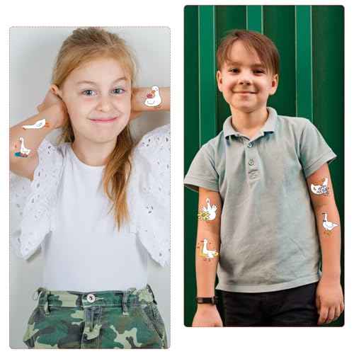 Gameza Funny Goose Temporary Tattoos - 6Sheets One Goose Birthday Decor Decorations Girls Boys Silly Foolish Goose Tattoo Temporary Gifts Duck Geese Animals Theme Party Favors Supplies Prizes Rewards