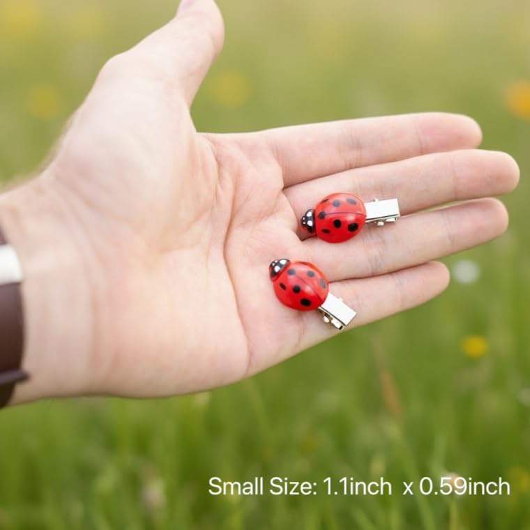 10 Pcs Ladybug Hair Clips - Red Cute Bug Accessories