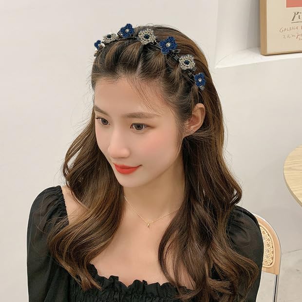 4-Pack Flower Crystal Hair Bands with Clips for Women