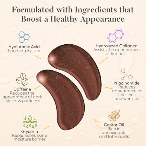 Caffeine Under Eye Patches (30 Pairs) - Dark Circles & Puffiness Care - Hydrating Caffeine Eye Mask