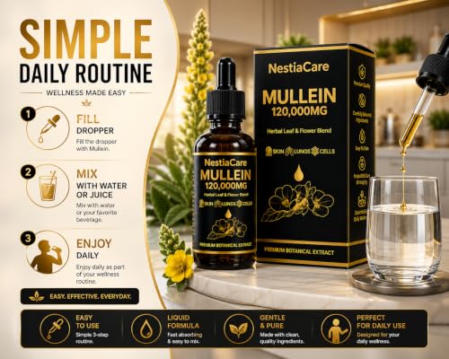 Organic Mullein Drops Lung Support – 1200mg Respiratory Wellness