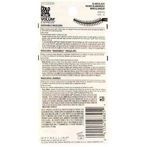 Maybelline Volum' Express The Falsies Colossal Cat Eyes Washable Mascara, Glam Black [233], 0.31 oz (Pack of 6)
