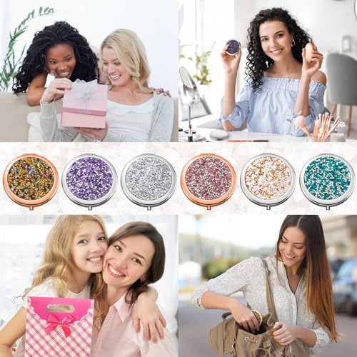 Thyle 12 Pcs Christian Compact Mirror Gifts for Women Bible Study Group Gift Verse Bulk Hand Makeup Compact Purse Religious Baptism for Easter Thank You Valentine's Day(Style 1,Colorful)