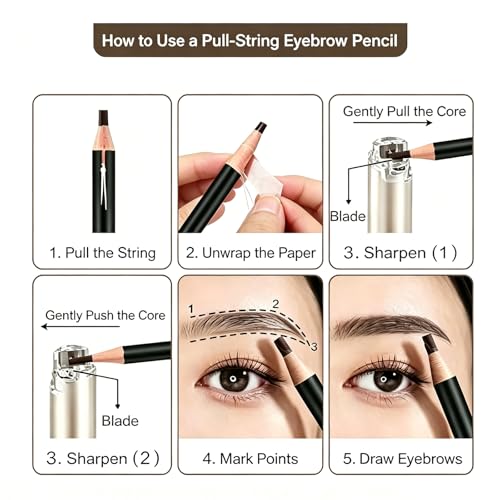 5-Pack Pull String Eyebrow Pencil Set – Black