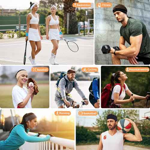Headbands for Women, Stretchy Non Slip Soft Cotton Cloth Hair Bands for Sports, Workout, Yoga and Running, 7pcs