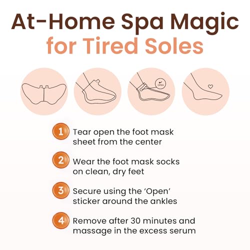 BLOOMORA Moisturizing Foot Mask Socks for Dry Cracked Feet, 6-Pack