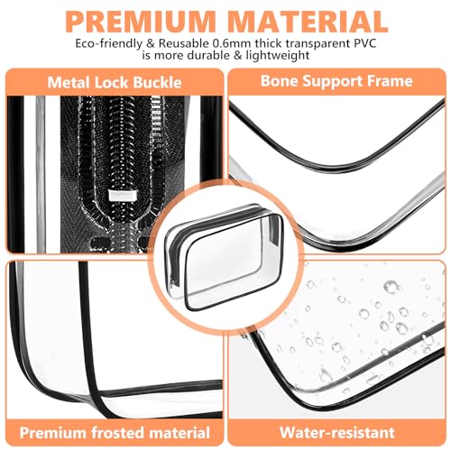 AURUZA 4-Pack Black Clear Travel Makeup Bags TSA Approved Cosmetic Organizer