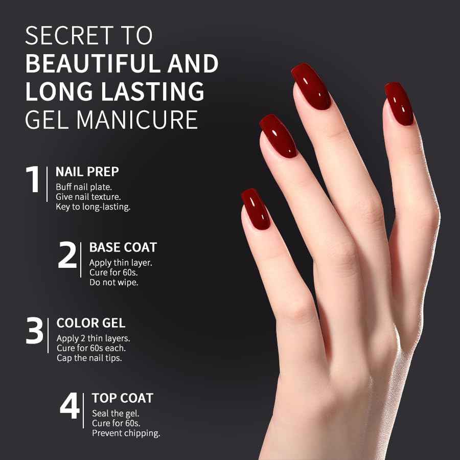 JR 9pcs 15ml Deep Red Burgundy Christmas Gel Polish Set Crimson Soak Off Polish Dark Cherry Gel Polish For Nail Salon Gift Red