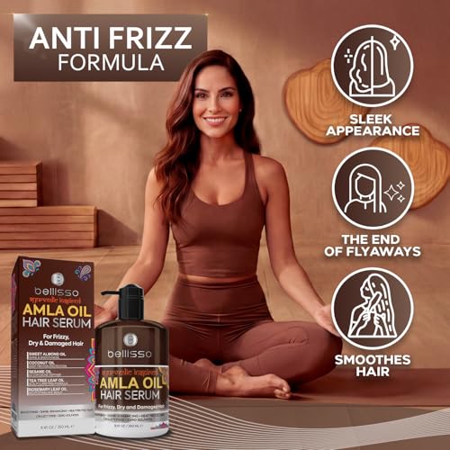 BELLISSO Amla Oil Hair Serum - Anti-Frizz, Heat Protection & Deep Conditioning - 8.45 Fl Oz