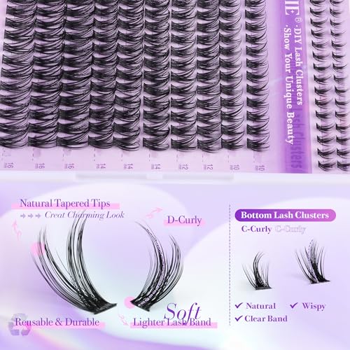 DIY Lash Clusters Kit with Bond & Seal Glue - 160pcs Natural Extensions