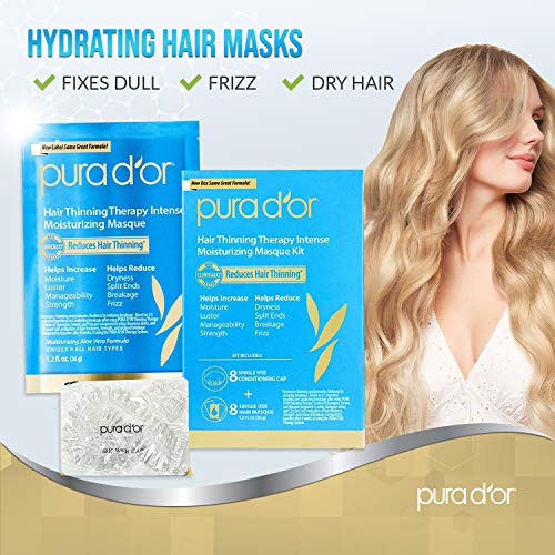 PURA D'OR Biotin Hair Masque for Thinning Hair - Deep Hydrating Treatment, 8-Pack (9.6oz) - Men & Women