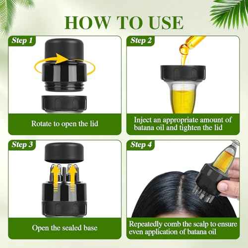 Batana Oil for Hair Growth and Rosemary Oil for Hair Growth, Nourish Dry Damaged Hair, Promote Thicker & Stronger Hair for Men Women, with Hair Oil Applicator, 2.02 Fl Oz